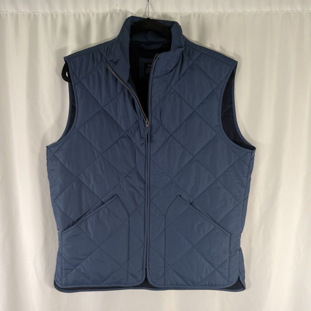 J. Crew Outerwear Vest Men's Medium Solid Blue Puffer Full Zip